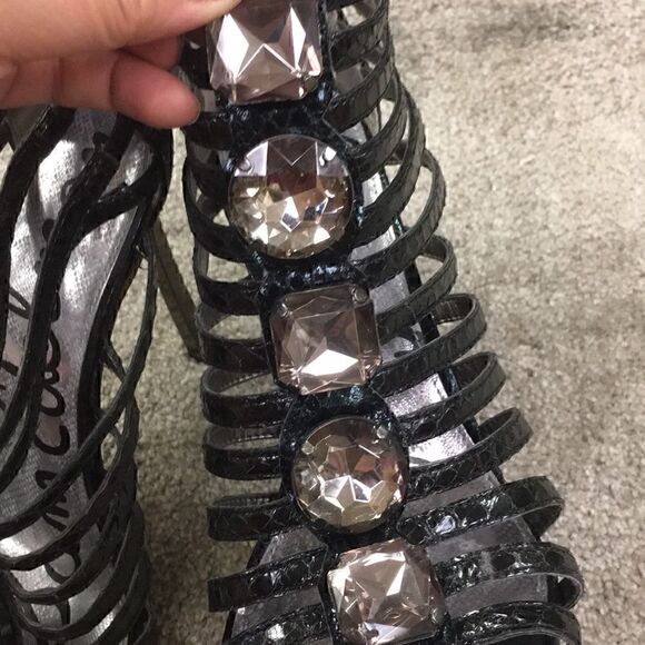 8.5 NWOB Jeweled Stilleto Cage Sandals Sam Edelman - Picture 8 of 8